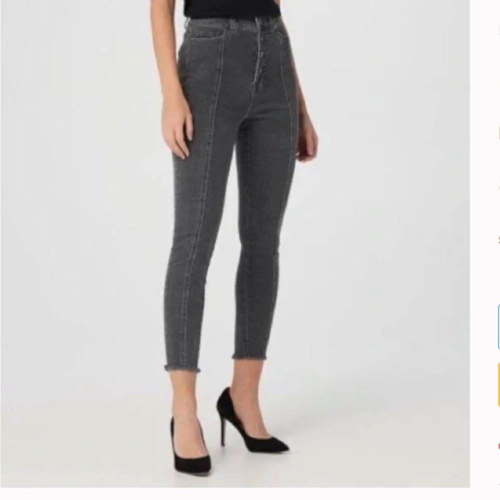 Du Jour Regular High Rise Jeggings w/ Button Fly distressed black size 6